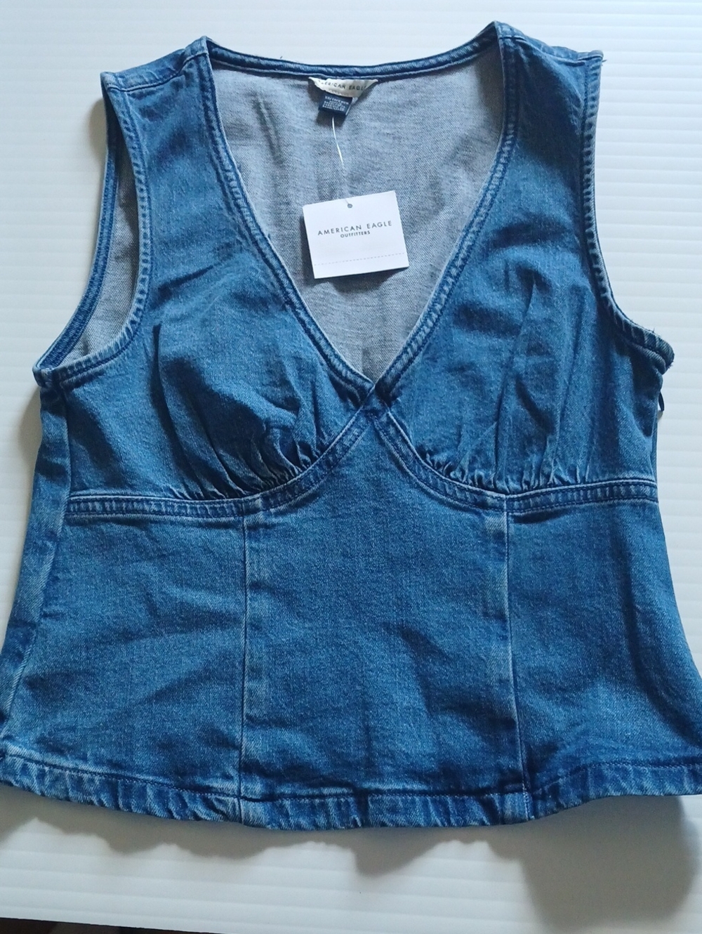 American Eagle Outfitters Blue Denim V-Neck Sleeveless Camisole